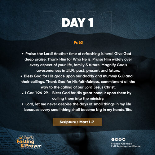 2023 Fasting & Prayers – Day 1