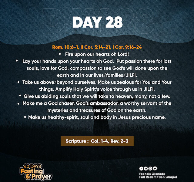 2023 Fasting & Prayers – Day 28 – JILFI